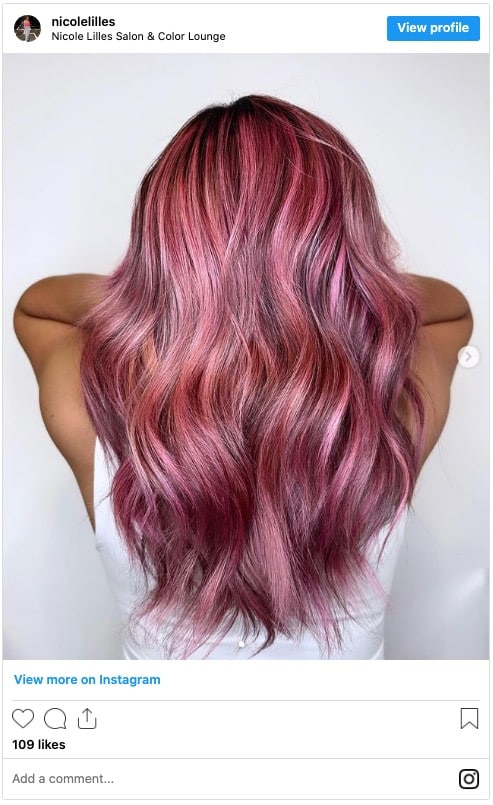 blonde hair with rose gold highlights