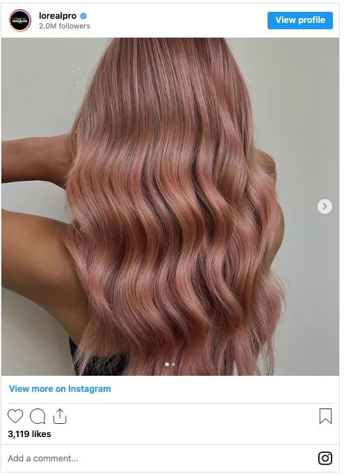 seasonal pink on blonde hair instagram post