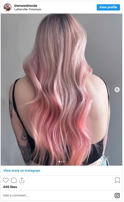 soft pink ribbons on blonde hair instagram post
